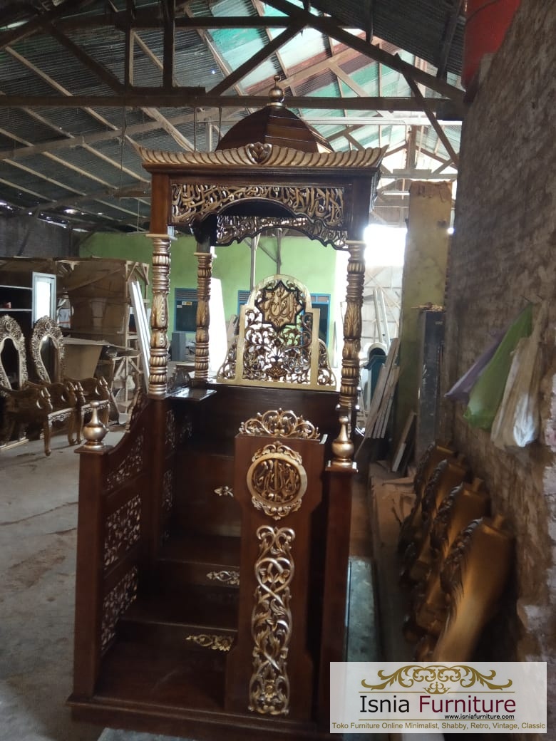 mimbar-kubah-ukir-jati Jual Mimbar Masjid Kubah Kayu Jati Mewah Harga Termurah