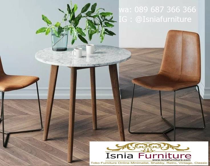 meja-marmer-bundar-desain-kaki-kayu-unik Meja Marmer Bundar Harga Murah Terlaris Berkualitas