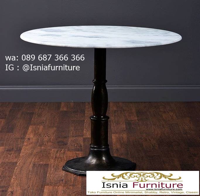 meja-marmer-bundar-desain-kaki-kayu-unik Meja Marmer Bundar Harga Murah Terlaris Berkualitas