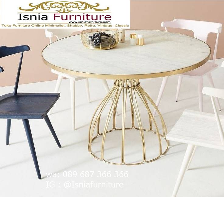 meja-marmer-bundar-desain-kaki-kayu-unik Meja Marmer Bundar Harga Murah Terlaris Berkualitas