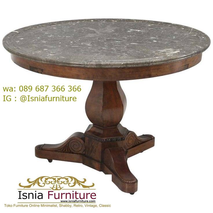 meja-marmer-bundar-desain-kaki-kayu-unik Meja Marmer Bundar Harga Murah Terlaris Berkualitas