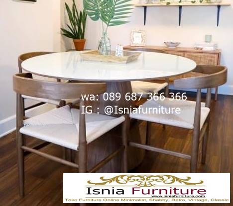 meja-marmer-bundar-desain-kaki-kayu-unik Meja Marmer Bundar Harga Murah Terlaris Berkualitas