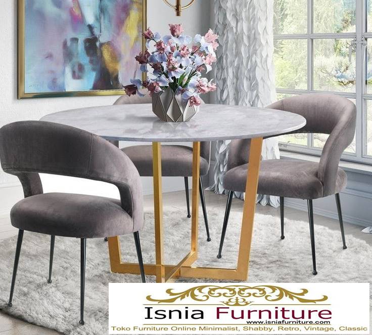 meja-marmer-bundar-desain-kaki-kayu-unik Meja Marmer Bundar Harga Murah Terlaris Berkualitas