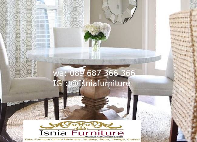 meja-marmer-bundar-desain-kaki-kayu-unik Meja Marmer Bundar Harga Murah Terlaris Berkualitas