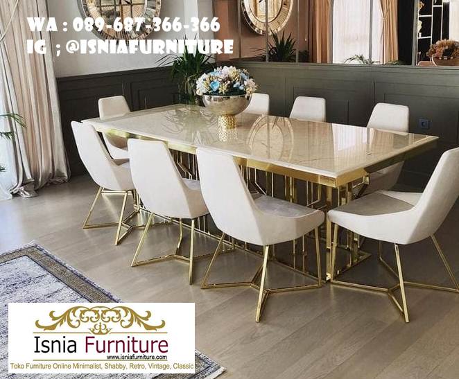 toko-meja-makan-marmer-model-kaki-stainless-gold Toko Meja Makan Marmer Langsung Dari Pabrik