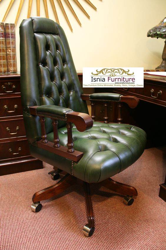 a-kursi-kerja-kancing Jual Kursi Kerja Kantor Direktur Kayu Jati Putar Jok Kancing Klasik