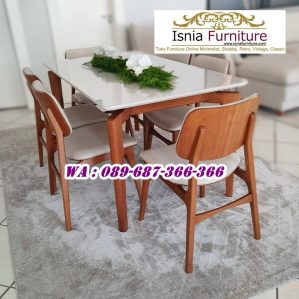 Meja Marmer Kaki Kayu