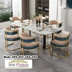 Meja Makan Marmer Modern 8 Kursi