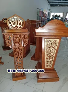 Podium Masjid Ukiran Kayu Jati Minimalis