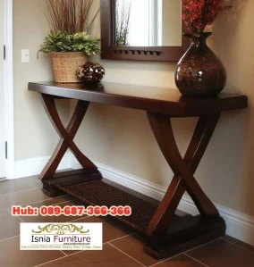 Meja Konsol Kayu Jati Silang