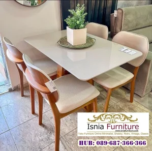 Meja Makan Marmer 4 Kursi