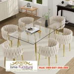 Meja Makan Stainless Kaca