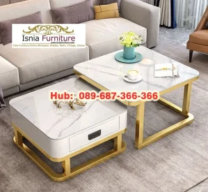 Meja Tamu Marmer Stainless  Modern