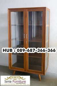 Lemari Hias Kaca Kaki Jengki