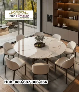 Meja Makan Granit Bulat