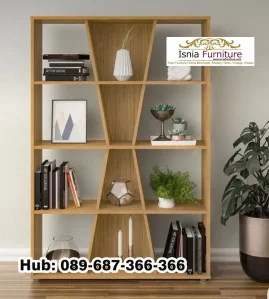 Rak Buku Estetik Dari Kayu Jati