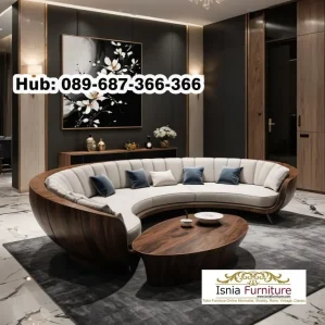 Sofa Kayu Utuh Setengah Lingkaran