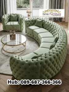 Sofa Kulit Lengkung Model Baru