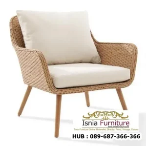 Kursi Rotan Sintetis Kaki Kayu Premium