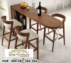 Meja Bar Kayu Solid Capsule Modern