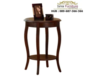 Meja Sudut Kayu Klasik 2 Tingkat Subang