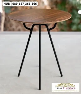 Meja Cafe Bundar Tersimpel Rangka Besi