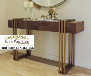 Meja Konsul Industrial Luxury Gold