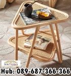 Jual Meja Sudut Kayu Material Rotan