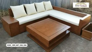 Kursi Tamu Pojok Minimalis Kayu Jati
