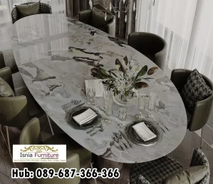 Meja Marmer Bulat Besar Unik