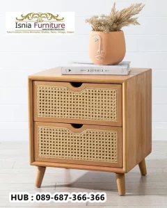 Meja Nakas Rotan Retro