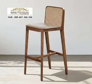 Kursi Bar Retro Modern Sandaran Anyam Rotan