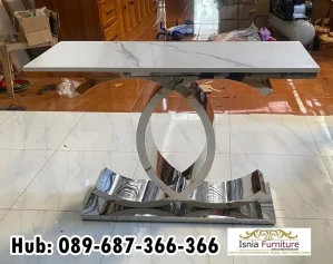 Meja Konsol Marmer Stainless Glossy Minimalis Indah