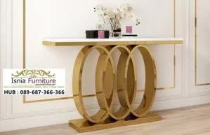Meja Konsul Golden Ring Top Marmer