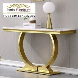 Meja Konsul Marmer Ring Stainless Emas