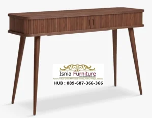 Meja Konsul Oval Aksen Garis Minimalis