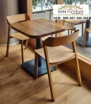 Set Meja Cafe Kayu Natural Minimalis