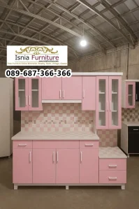 Lemari Dapur Model Terbaru Soft Pink