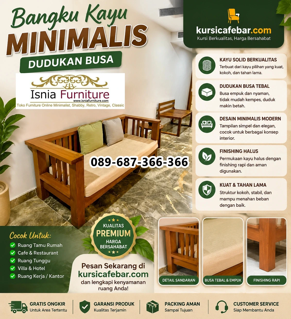Bangku-Kayu-Minimalis-Dudukan-Busa-1 Bangku Kayu Minimalis Dudukan Busa