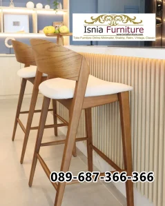 Kursi Bar Jati Minimalis Sandaran Kayu Lengkung