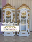 Lemari Jam Hias Klasik Putih Gold Ukir
