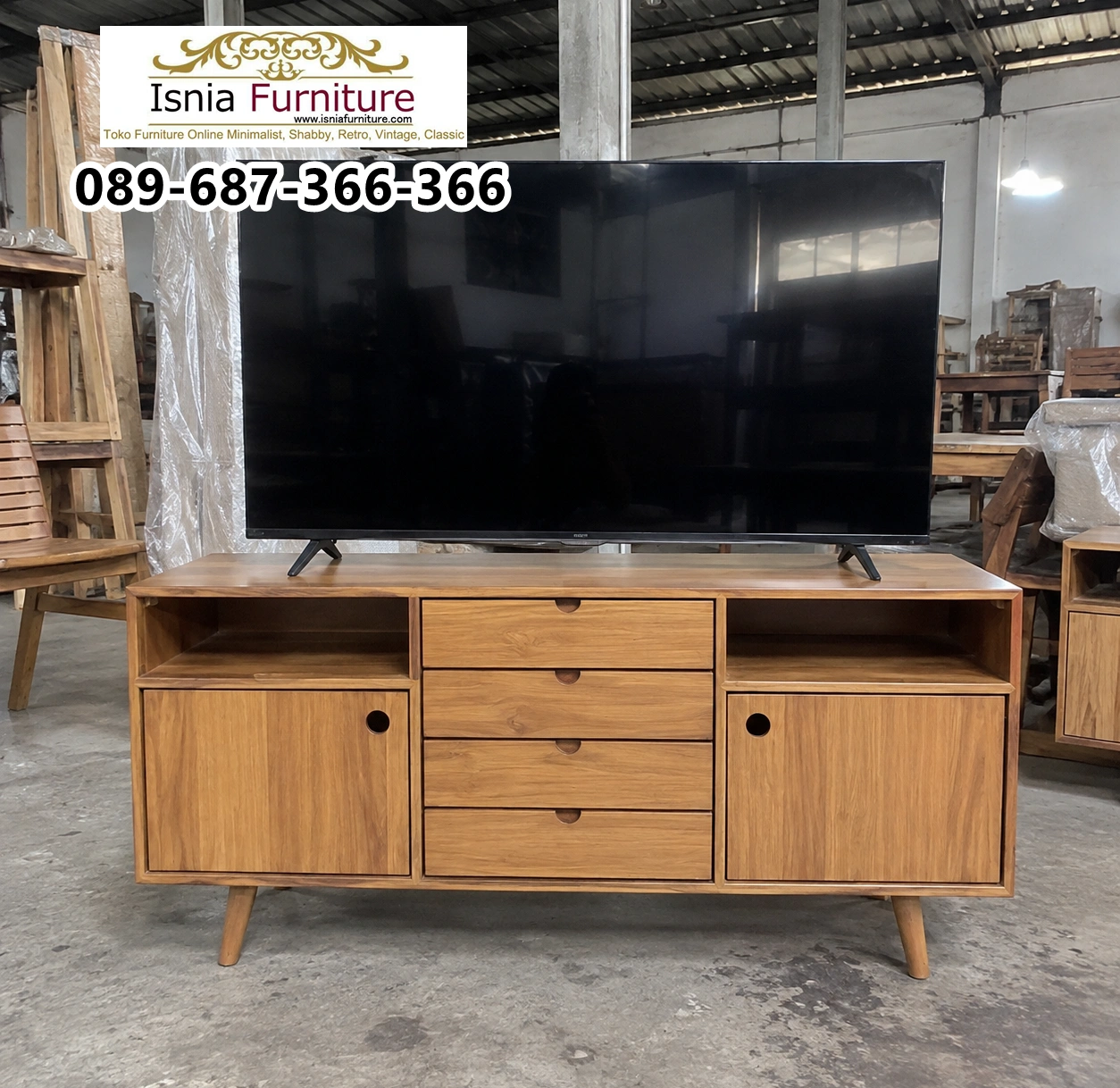 Meja-TV-Sumedang-Kayu-Jati-4-Laci Meja TV Sumedang Kayu Jati 4 Laci