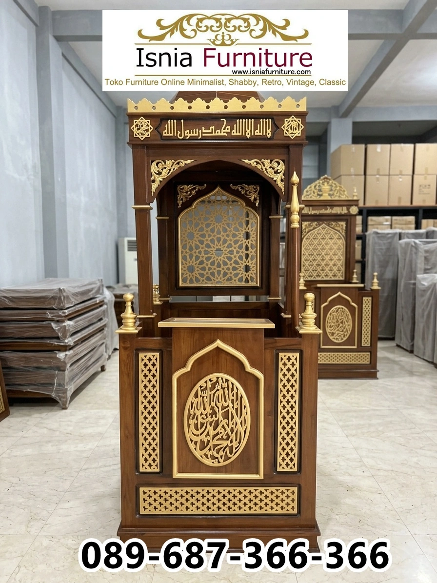 Mumbar-Kubah-Masjid-Kayu-Jati-isnia-furni Mimbar Kubah Masjid Kayu Jati Bekasi