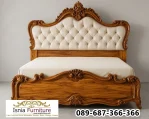 Tempat Tidur Jati Ukiran Mahkota Klasik Mewah Ukuran King & Queen