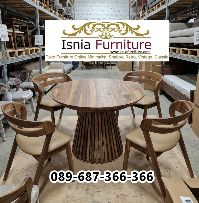 MEJA-MAKAN-JATI-isnia-furniture Meja Makan Jati Probolinggo 4 Orang Custom Desain Cantik dan Berkualitas