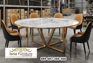 Meja Makan Marmer Bulat Depok Custom Sesuai Ukuran dan Desain Ruangan