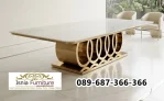 Meja Marmer Cirebon Rangka Kaki Gold Desain Mewah