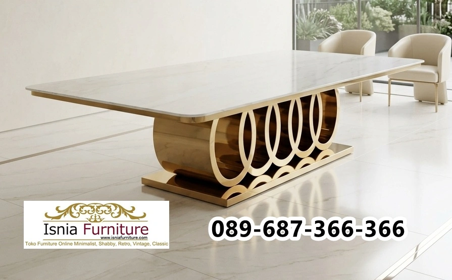 MEJA-MARMER-RANGKA-GOLD-isnia-fur Meja Marmer Cirebon Rangka Kaki Gold Desain Mewah