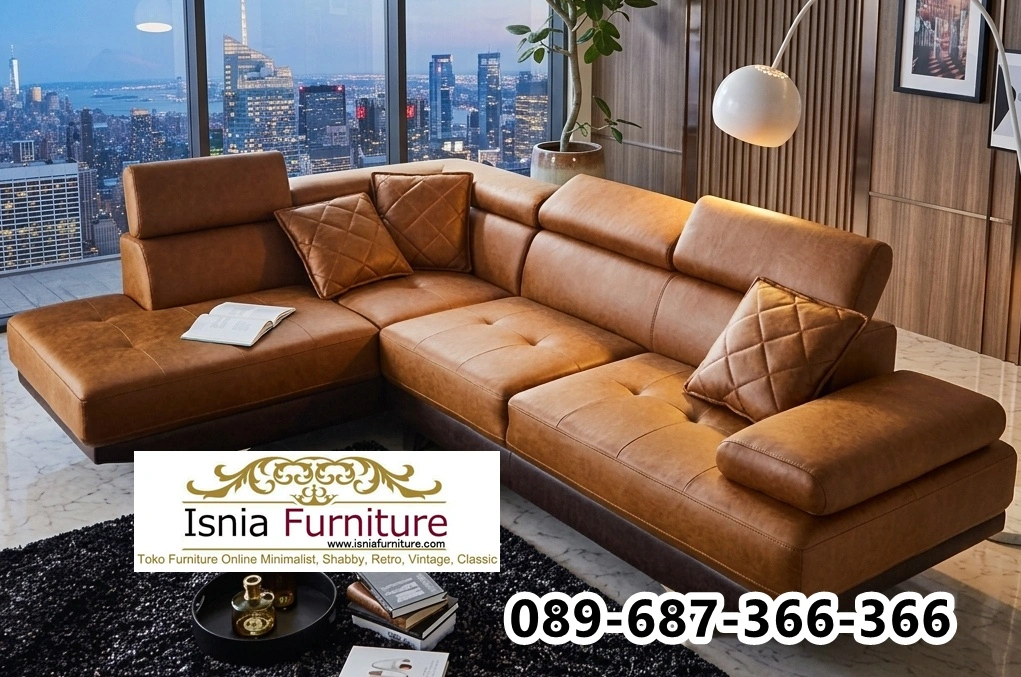 sofa-kulit-later-L-kursi-cafe Jual Sofa L Makassar Custom Interior