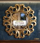 Cermin Dinding Ukir Klasik Gold Leaf Model Bunga Sunburst